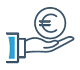 Icon of hand holding a Euro coin