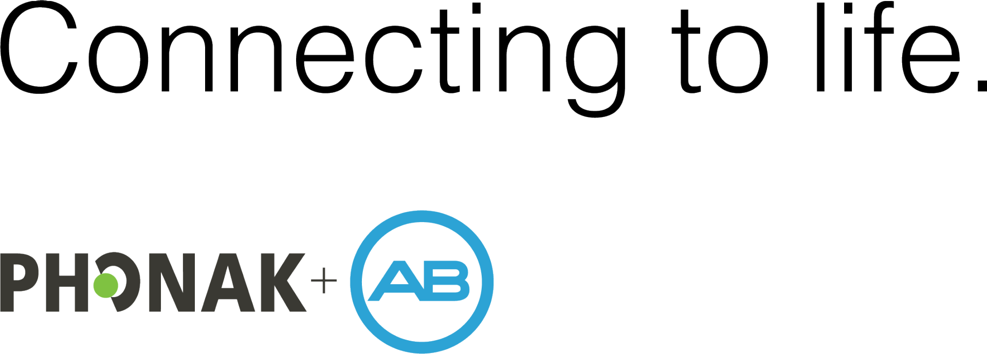 Phonak plus AB logo, connecting to life