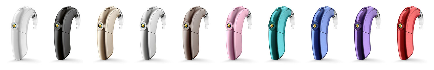 A product shot of all the Naida and Sky CI M products