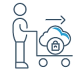 Icon of a person pushing a rolling cart