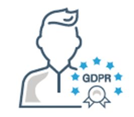Icon of a person with a badge labeled GDPR