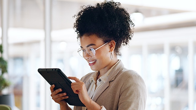 person using tablet