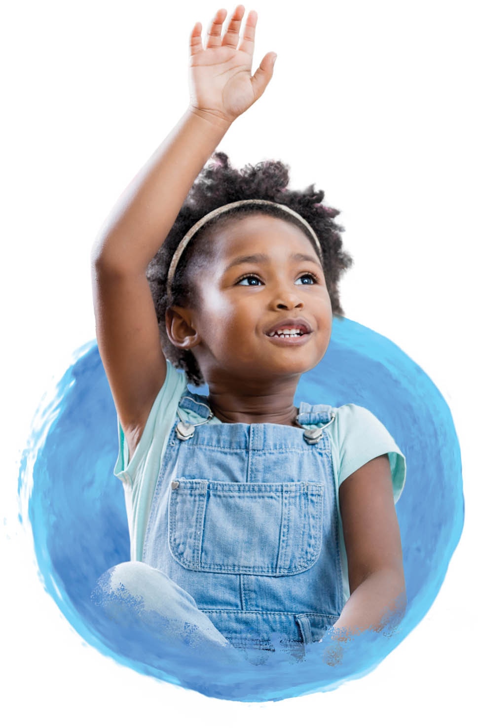 a child raising her hand