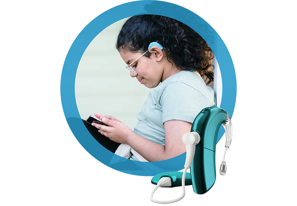 AB pediatric recipient wearing Sky CI Marvel