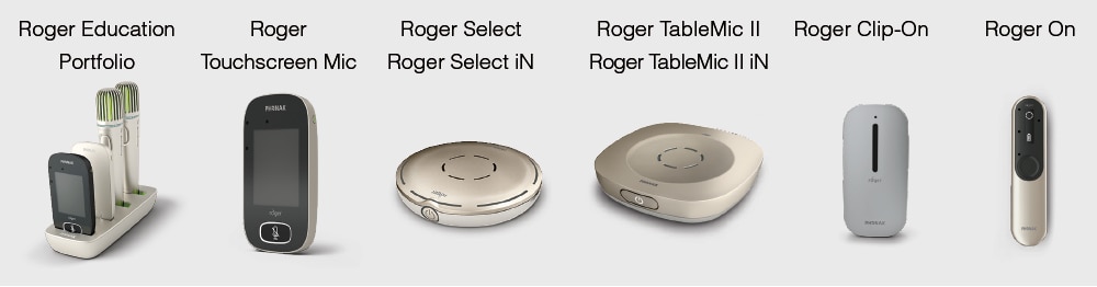 Een afbeelding van de verschillende Roger microfoons