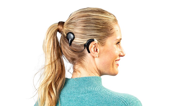 Side View of Model Wearing Naida CI