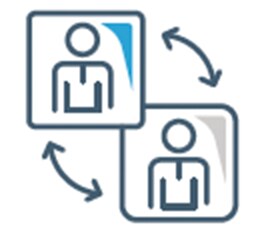 Icon of two different pictures of people being swapped 