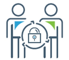 Icon of two people and a large lock between them