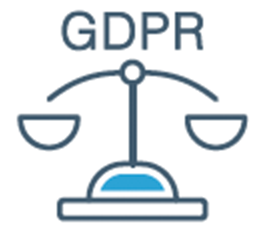 Icon of a legal scale labeled GDPR