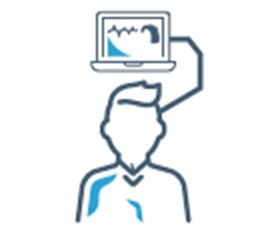 Icon of person connected to a laptop