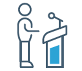 Icon of a speaker at a lectern