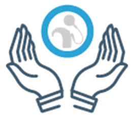Icon of two hands holding an AB CI